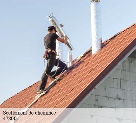 Pose de chapeau de cheminée par le ramoneur Ramoneur Fabre à Lavergne: il s'occupe aussi de son scellement